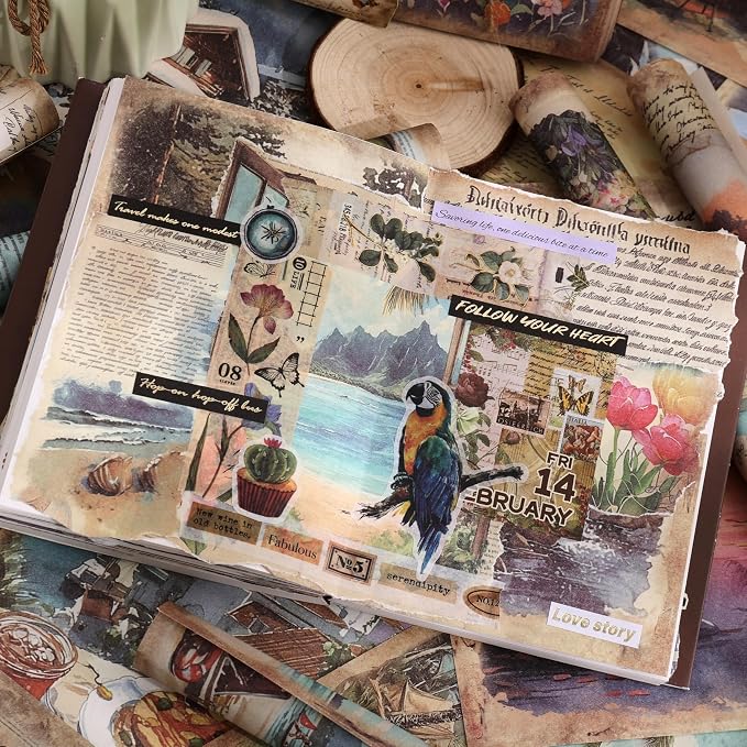 160 Sheets Vintage Scrapbook Paper Set - Image 5