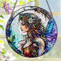 Stained Glass Window Hanging, LAOWEIKI 8'' Fairy Suncatcher, Stained Glass by Unknown