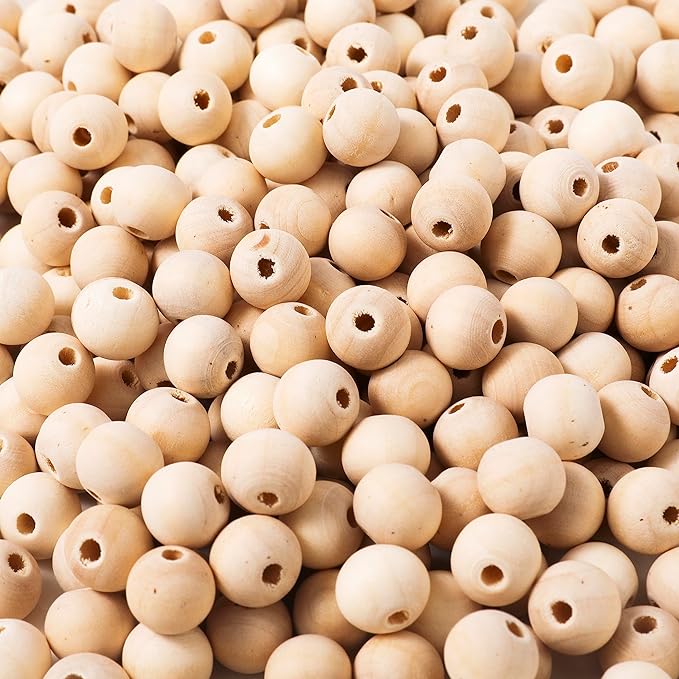 200pcs 12MM Wood Beads Natural Unfinished Round Wooden Loose Beads Wood Spacer by pojah