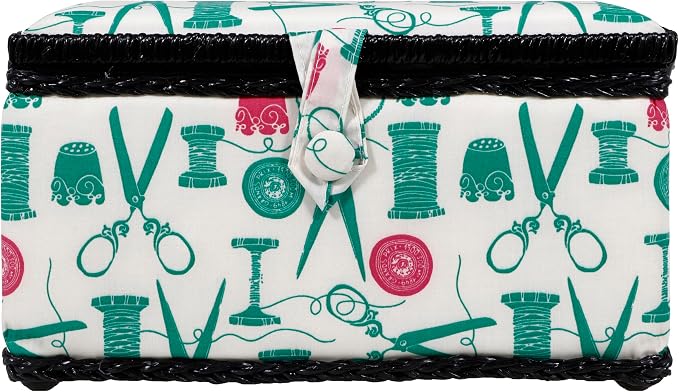 SINGER 07271 Basket with Sewing Notions Kit & Removable Tray-Vintage Spools - Image 9
