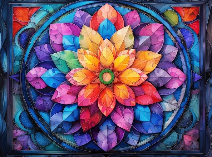 Stained Glass Mandala Flower by PrimeTimePuzzles
