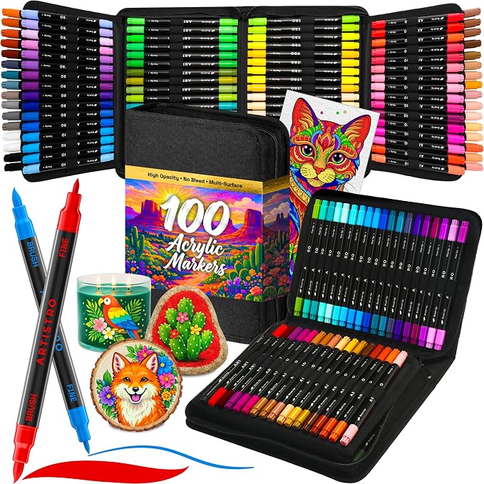 ARTISTRO 100 Dual-Tip Acrylic Paint Pens by ARTISTRO
