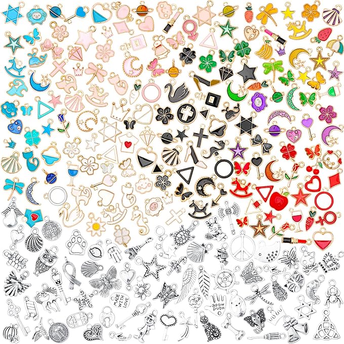 SANNIX 350Pcs Charm for Jewelry Making, Mixed Bulk Tibetan Silver Jewelry by SANNIX