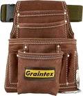 Graintex PL45S 10 Pocket Nail and Tool Pouch Suede Leather with 2" Webbing Belt