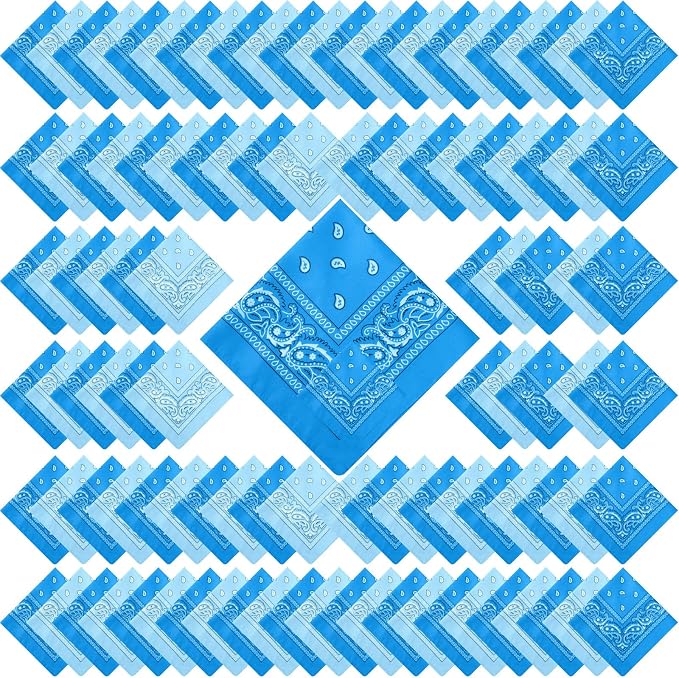 100 Pack Bandanas Unisex Paisley Bandanas Bulk Multi Purpose Cowboy Head Wrap by Handepo