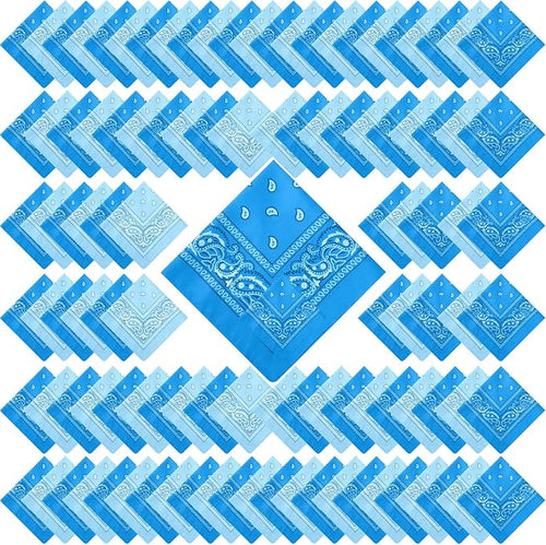 100 Pack Bandanas Unisex Paisley Bandanas Bulk Multi Purpose Cowboy Head Wrap by Handepo