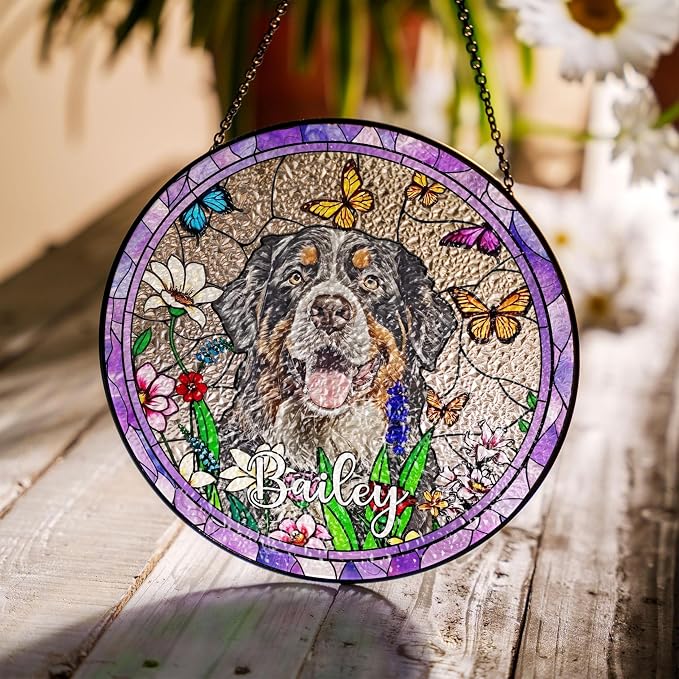 LOVELYPOD Custom Dog Stain Glass Sun Catcher, Pet Portrait Hanging Gifts - Image 3