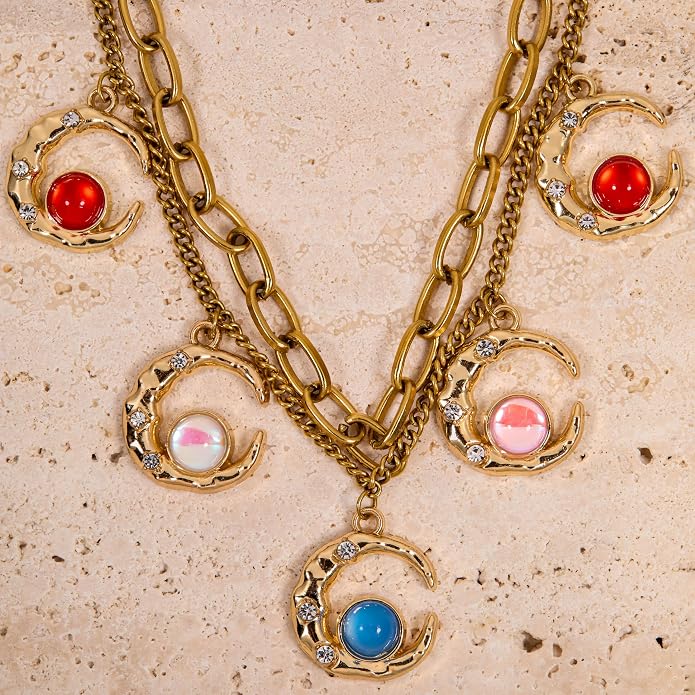 Gold-Tone Moon Charms with Rhinestones - Image 5