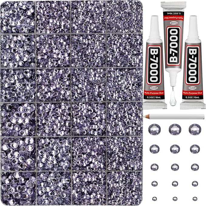 33000Pcs Lavender Rhinestones for Bedazzling, Mixed Sizes 2, 6mm Bedazzle Kit by Worthofbest