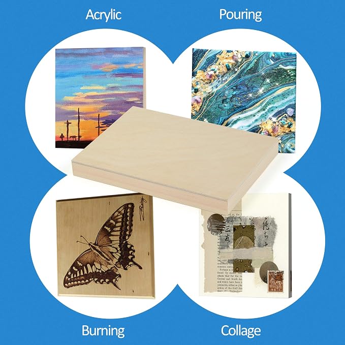 Falling in Art 4 Pack 5x7’’ Unfinished Birch Wood Panels Kit - Image 2
