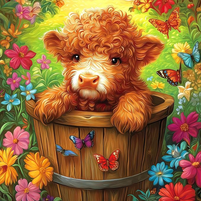 MINIWAN Funny Highland Cow 500 Piece Jigsaw Puzzle by MINIWAN