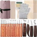 30 Pcs Wood Carving Tools Whittling Kit Include Hand Carving Knife Set Wood Blocks Cut Resistant Gloves Sawdust Brush Sharpening Stone Polishing Wax Sharpening Leather Storage Bag for Beginners