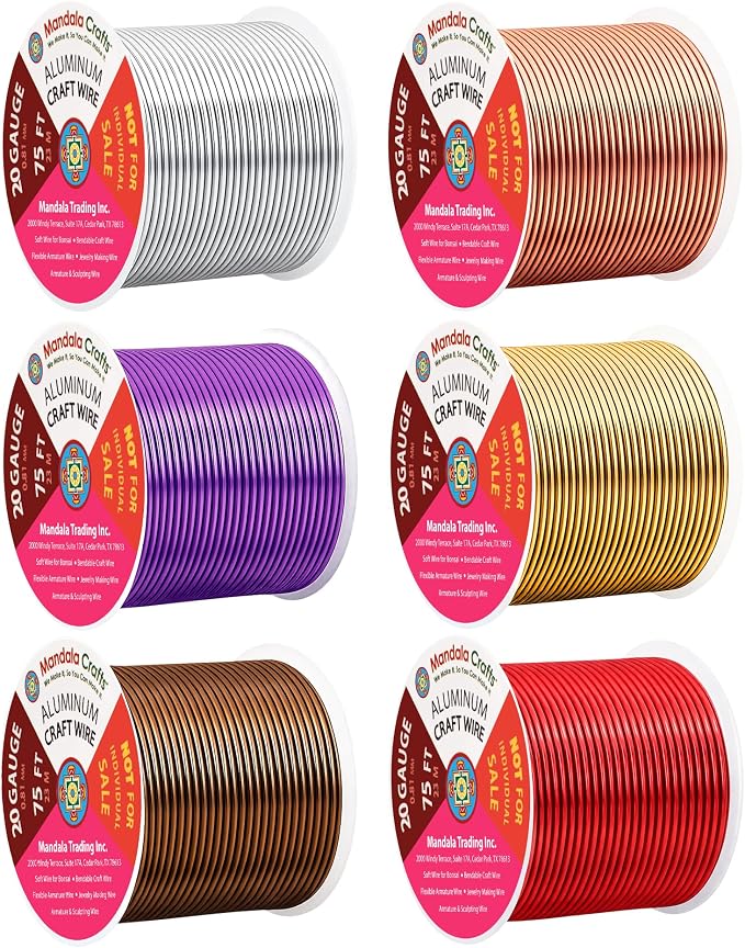 Mandala Crafts 20 GA Purple Brown Red Assorted Anodized Aluminum Craft Wire | by MandalaCrafts