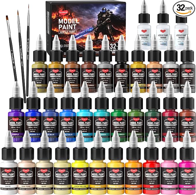 Smallbudi 32 Colors Model Paint Set 20ml/0.6oz Miniature Acrylic Paint | by Smallbudi