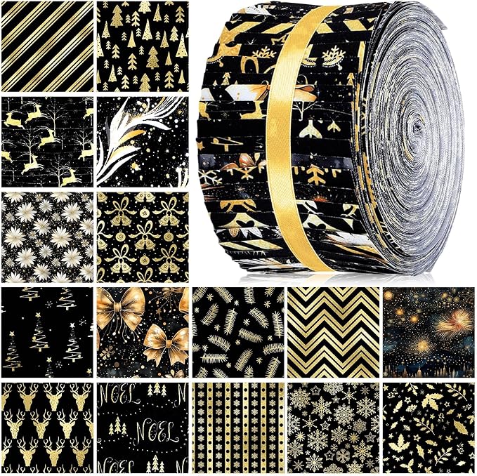 Hosuly 40 Pcs Black Gold Christmas Jelly Fabric by Hosuly