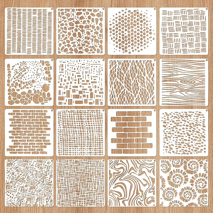 16 Pcs Geometric Stencils, 6x6 Inch Reusable Stencils by Unknown