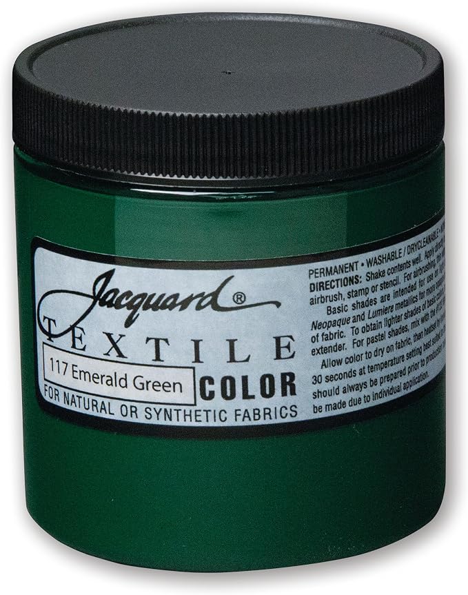 Jacquard Fabric Paint for Clothes - 8 Oz Textile Color Emerald Green Leaves by Jacquard