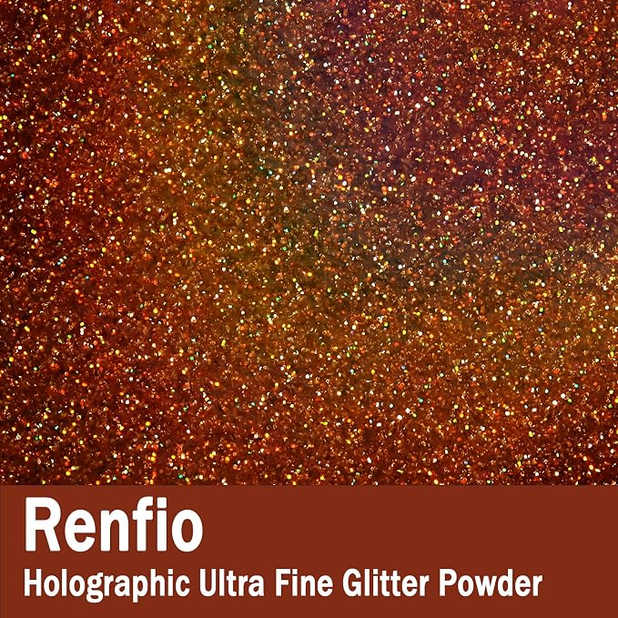 Renfio Holographic Ultra Fine Glitter Powder Metallic Resin Glitter 2.11 Oz PET - Image 2