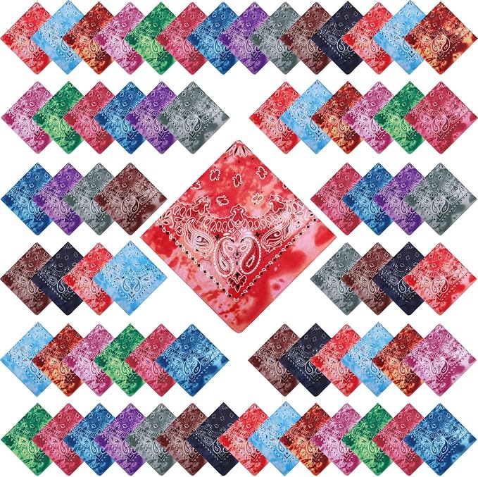 100 Pack Bandanas Unisex Paisley Bandanas Bulk Multi Purpose Cowboy Head Wrap by Handepo