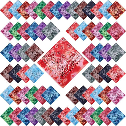100 Pack Bandanas Unisex Paisley Bandanas Bulk Multi Purpose Cowboy Head Wrap by Handepo