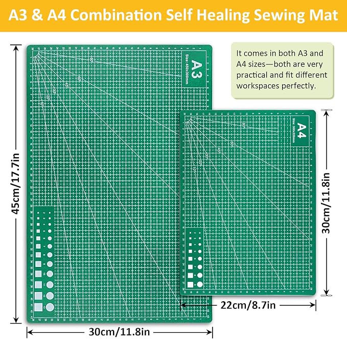 2 Pcs Large Cutting Mat Self Healing, Double Sided, Grid Line And Angles Help - Image 4
