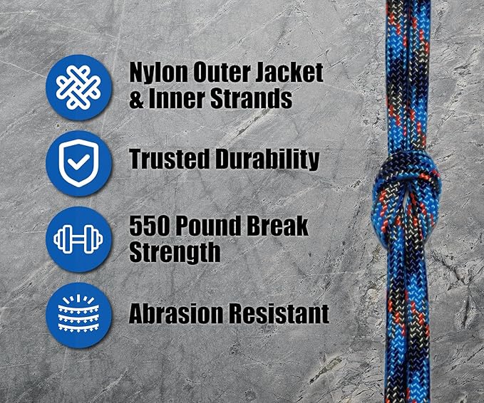 BORED? PARACORD! 550 lb Paracord - Ideal for Crafting, Camping, DIY Projects, Active & Military Outdoors - Strong Survival Rope - Tactical Parachute Cord Type III - Survival Camo 50 Feet