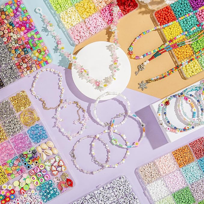 Goldwise Friendship Bracelet Kit, Clay Beads, 7 Styles Letter Beads, Variety of - Image 2