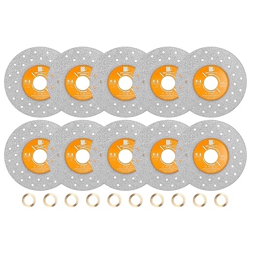Rock Slab Grinding Disc - 4.5 inch Glass Cutter Disc (10pcs), Granite Cutting Disc, Diamond Grinder Wheel for Rock Slab, Stone, Tile, Marble, Granite, Glass Diamond Cutting Discs