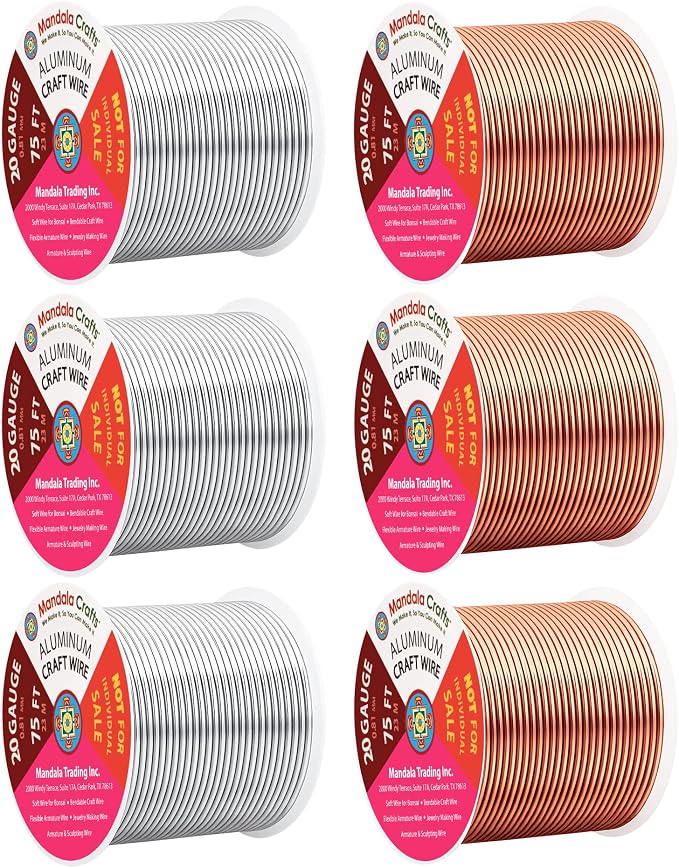 Mandala Crafts 20 GA Copper Silver Tone Combo Anodized Aluminum Craft Wire | by MandalaCrafts