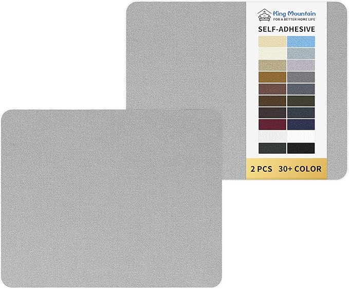 KING MOUNTAIN Canvas Repair Patch 9 x11 Inch 2 Pcs Self-Adhesive Waterproof Fabric Patch for Sofas, Tents, Furniture,Tote Bags, Car Seats (Grey2.0)