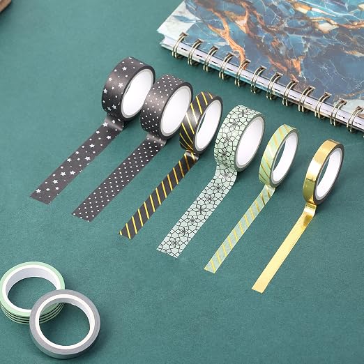 Mr. Pen- Washi Tape Set, 8 Rolls, 5 Yards/Roll | Gold Foil Decorative Tape - Image 7