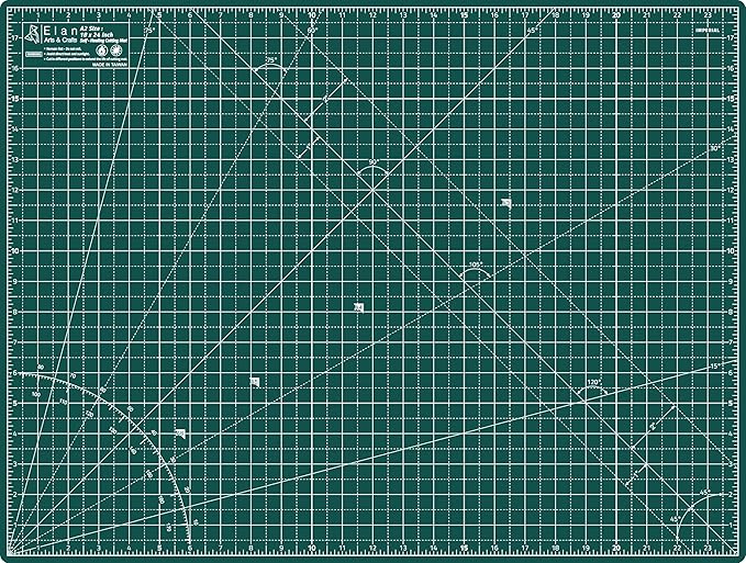 Elan Cutting Mat A2 Green, Self Healing Cutting Mat 18x24 Inch, 5-Ply Craft by Elan