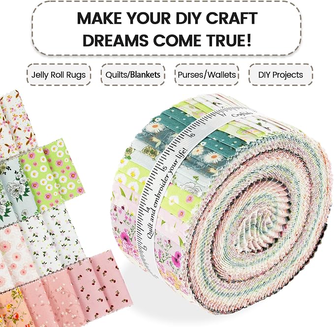 Craftido-20 Options-100% Cotton Jelly Roll Fabric Precut Strips - Image 5