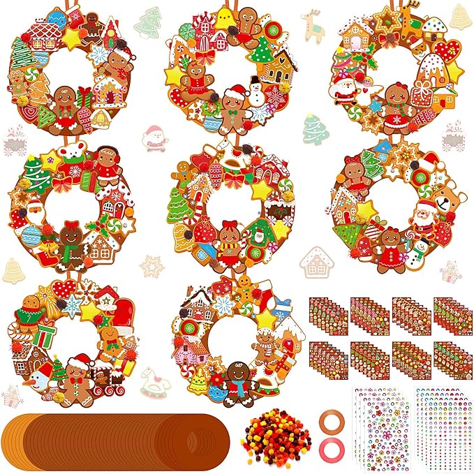 Hollowfly 48 Sets Christmas Wreath Craft Kits DIY Gingerbread Man Wreath by Hollowfly