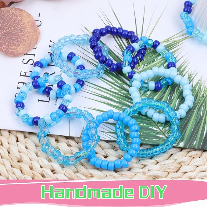 Blue Pony Beads for Bracelet 1000 Pcs Friendship Bracelets Beads 6x9mm Plastic - Image 5