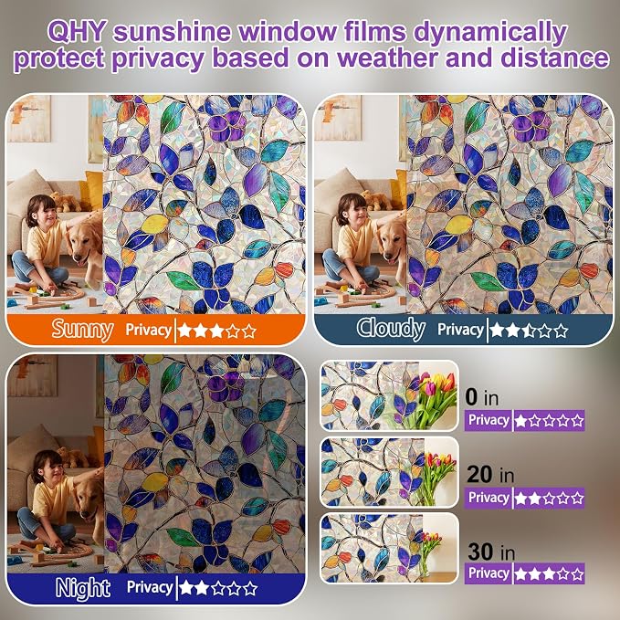 Stained Glass Window Privacy Film Decorative Rainbow Static Clings – Ideal - Image 4