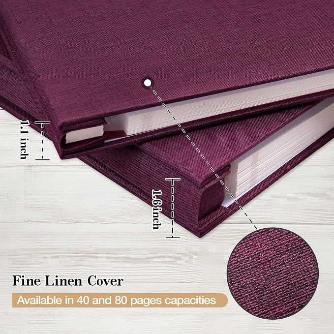 potricher Large Photo Album Self Adhesive 3x5 4x6 5x7 8x10 10x12 Pictures Linen - Image 5