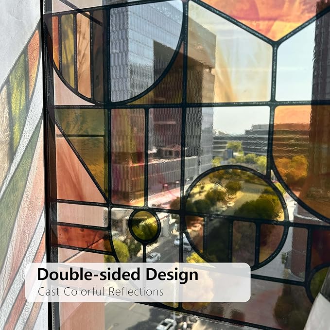 Faux Stained Glass Effect Window Film, Original Double-Sided Hand-Drawn Static - Image 5