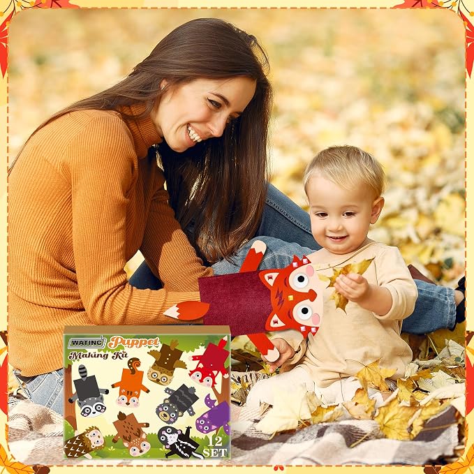 WATINC 12Pcs Hand Puppet Making Kit, Art Craft Felt Sock Puppet Toys, Creative - Image 5