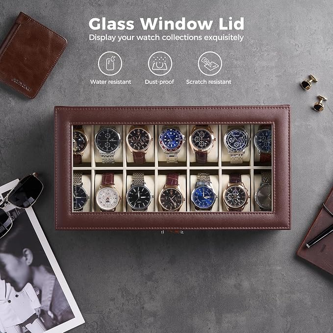ProCase Watch Box Organizer, 14 Slot Watch Display Case - Image 4