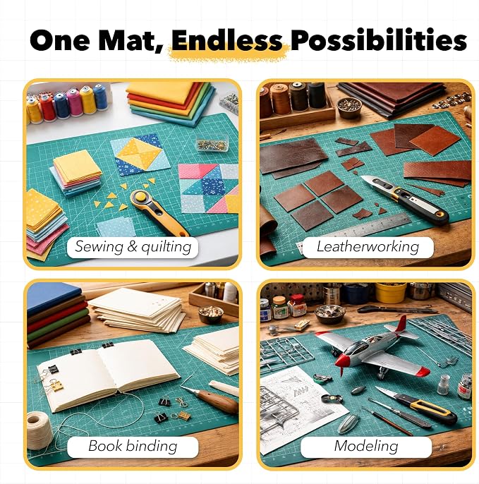 Mandala Crafts Self-Healing Cutting Mat Set – 12" x 18" A3 Black Gray - Image 6