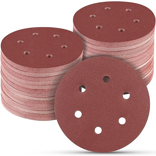 100 PCS 6 Inch Sanding Discs 120 Grit Hook and Loop Sandpaper, Round Orbital Sand Paper Discs for Sander