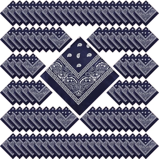 100 Pack Bandanas Unisex Paisley Bandanas Bulk Multi Purpose Cowboy Head Wrap by Handepo