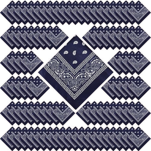 100 Pack Bandanas Unisex Paisley Bandanas Bulk Multi Purpose Cowboy Head Wrap by Handepo