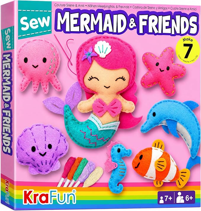 KRAFUN Mermaid Sea Animals Sewing Kit by FunCreativeArtsCraftKits