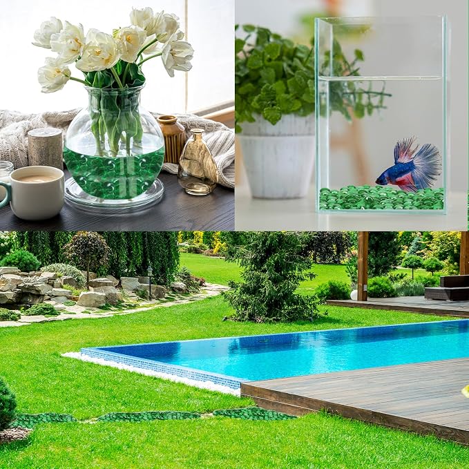 10 lb Green Glass Beads for Vases, Glass Pebbles - Image 3