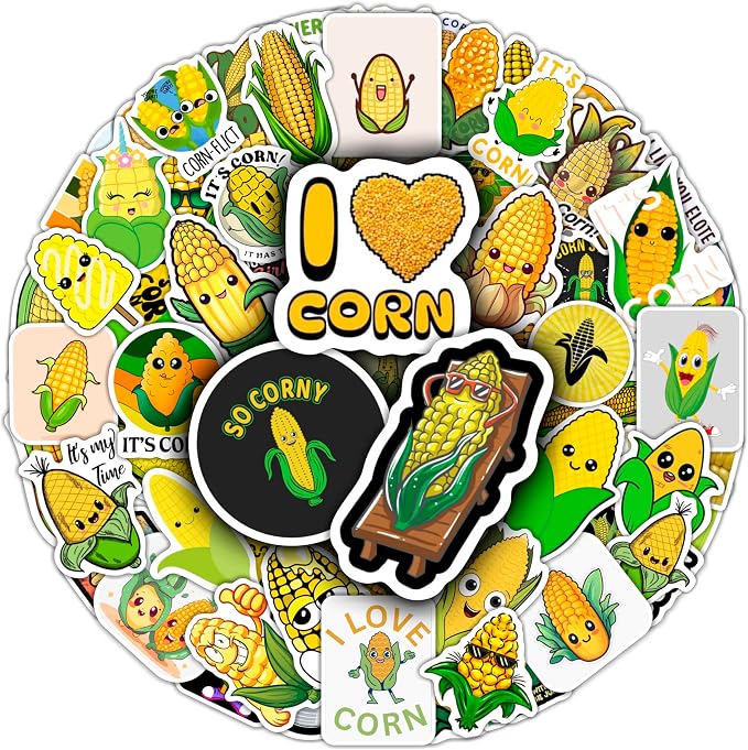 BulbaCraft Corn Stickers for Water Bottle and Laptop by BulbaCraft