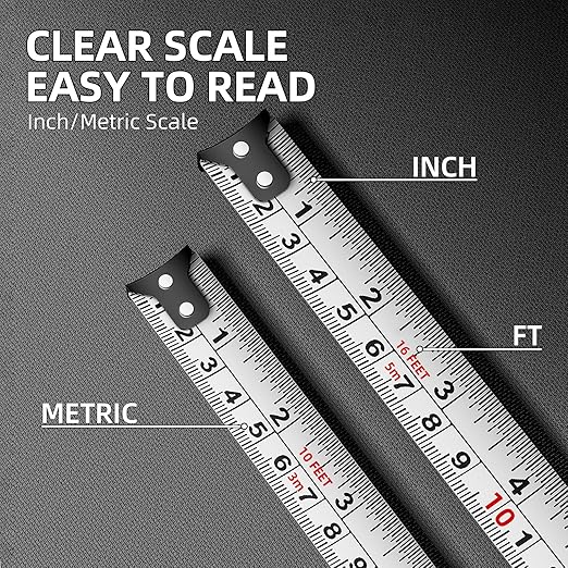 Tape Measure 16FT/5M, Compact Small Measuring Tape, Black and White Faceted Ruler Tape, Easy-to-Read Metric/Inch Measurements for Home, Office, and DIY Crafts Use(16Ft)