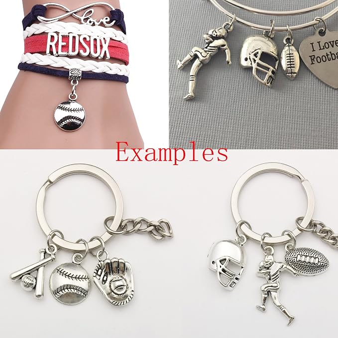 100pcs Antique Silver Sport Charms - Image 6