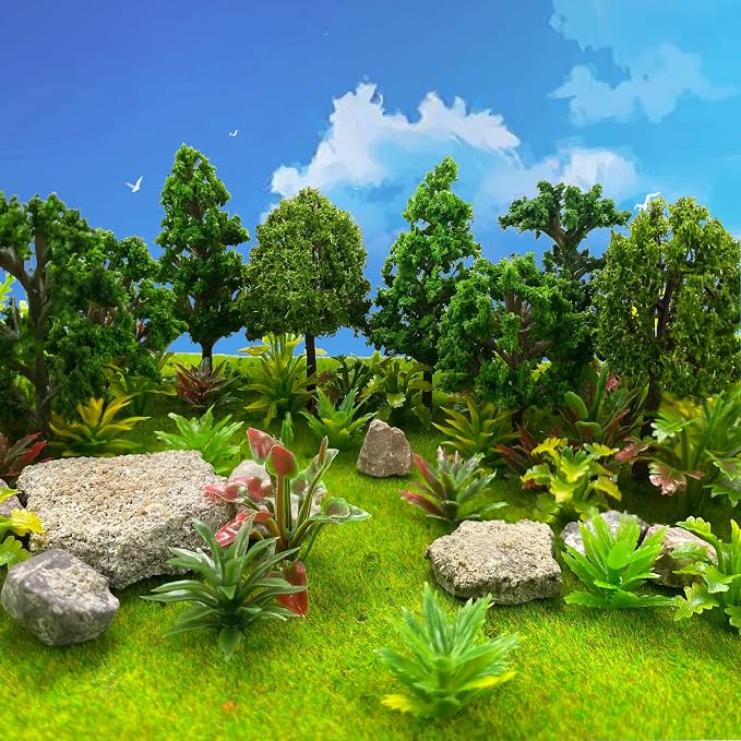 88pcs Model Trees Mixed Miniature Plants Model Train Scenery Architecture Trees by MOMOONNON